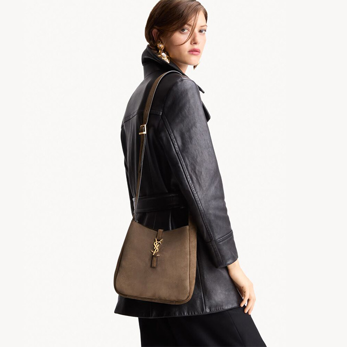 ysl le 5 a 7 small suede leather soft crossbody hobo bag